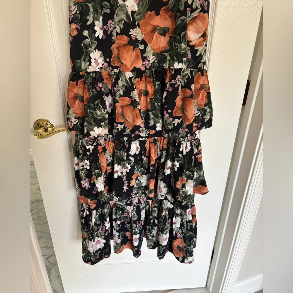 Abercrombie & Fitch floral tiered ruffle maxi dress size M